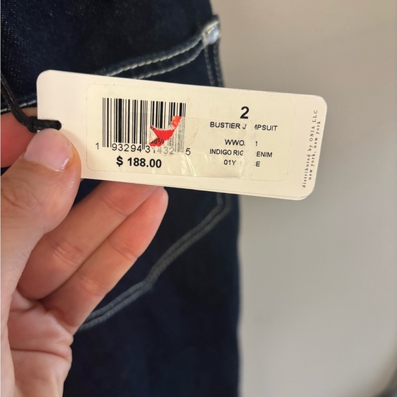 WeWoreWhat Bustier Wide Leg Jumpsuit Overalls in Indigo Denim Size 2 NWT - Picture 7 of 8